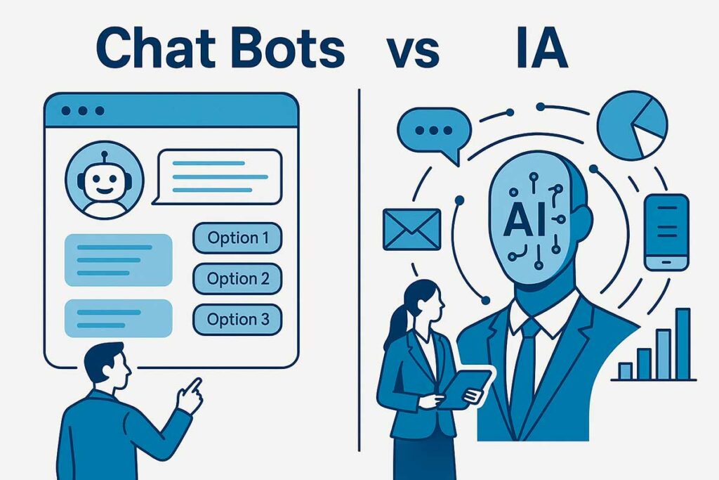 Chat Bots vs IA: Cómo elegir la automatización adecuada para tu empresa 2025 1 Chat Bots vs IA